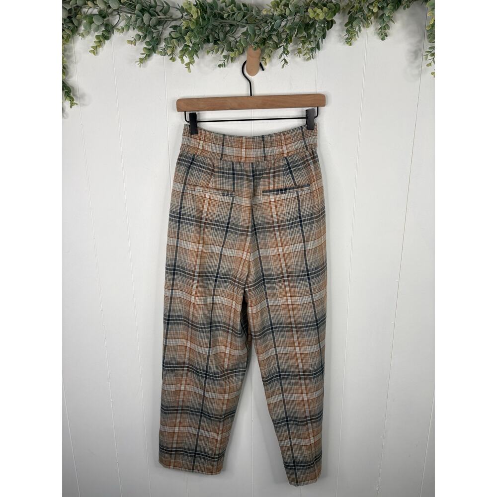 ✨2/$30✨ Urban Outfitters Paige Yellow Plaid High Rise Crop Pants Small Pleated - Picture 6 of 8